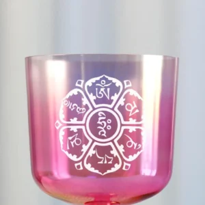 gradient iridescent lacquer crystal singing bowl with buddhist mantras