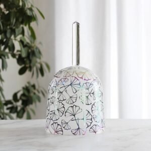 hazy handheld crystal singing bowl with applique design