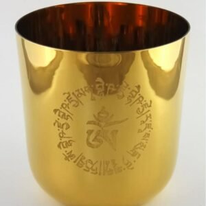bol chantant en cristal plaqué or avec motif mandala bouddhiste