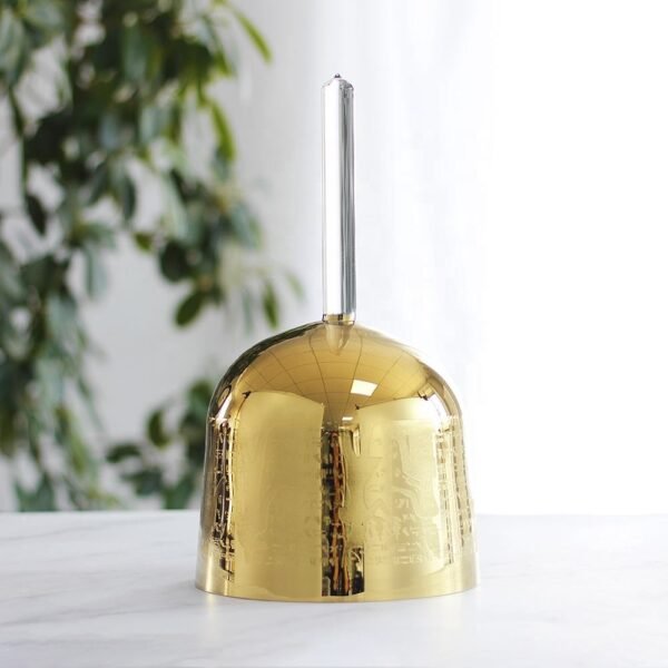 gold plated handheld crystal singing bowl (practitioner) with abyss design