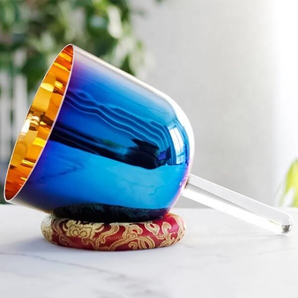 gold plated interior iridescent exterior crystal singing bowl