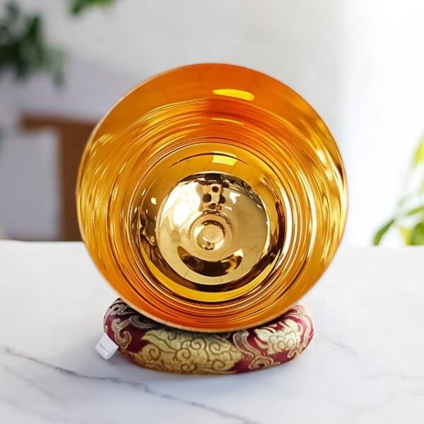 gold plated interior iridescent exterior crystal singing bowl