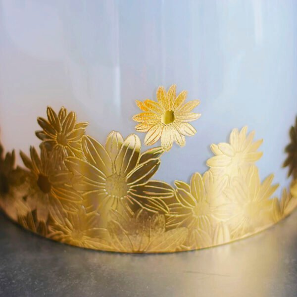 hazy crystal singing bowl with gold dra