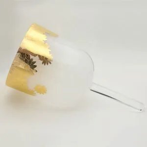 hazy handheld crystal singing bowl (practitioner) with gold drawing