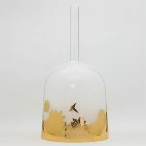 hazy handheld crystal singing bowl (practitioner) with gold drawing