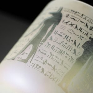 hazy iridescent with figure crystal singing bowl