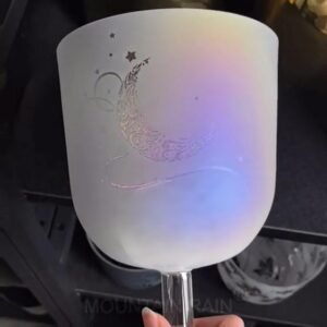 hazy handheld crystal singing bowl with design (practitioner)