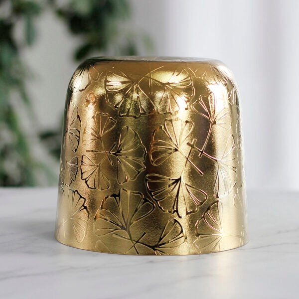 shine hazy iridescent ginkgo applique crystal singing bowl