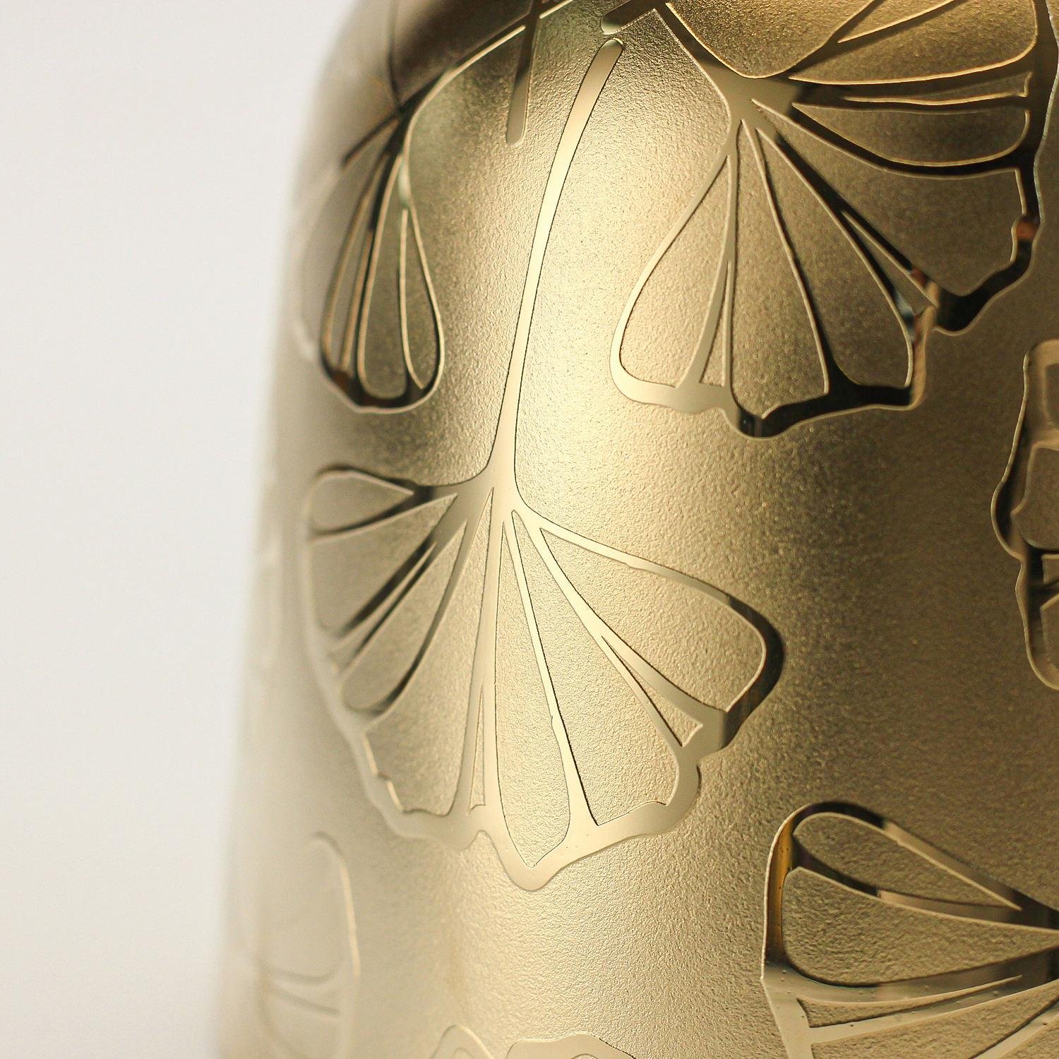 shine hazy iridescent ginkgo applique crystal singing bowl