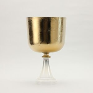 shine hazy holy grail chalice with iridescent ginkgo leaf applique design