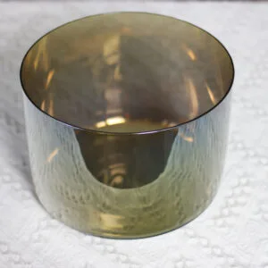 Cuenco tibetano de cristal verde oscuro lacado iridiscente del bosque encantado