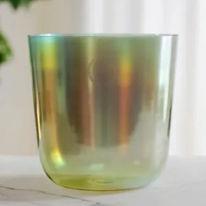 Cuenco tibetano de cristal verde lacado iridiscente "El Sueño Verde"