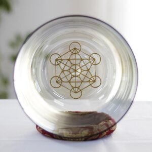 iridescent crystal singing bowl with gold flower of life drawing (copy)