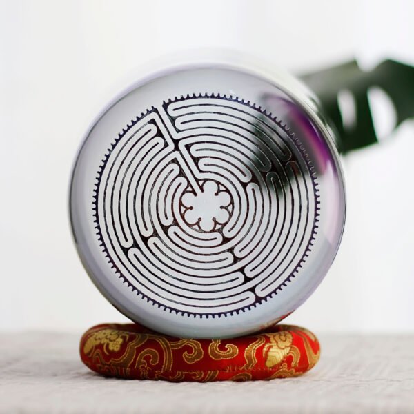 iridescent crystal singing bowl with gold crystal array drawing (copy)