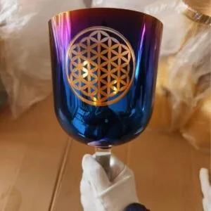 Cuenco tibetano de cristal iridiscente de mano (para practicantes) con patrón de mandala (copia)