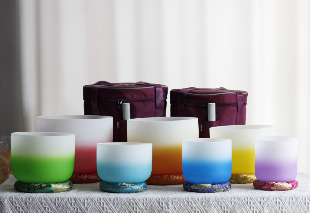 the colorful frosted crystal singing bowl