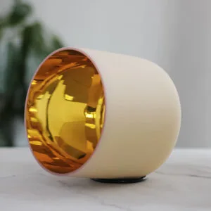 Cuenco tibetano de cristal esmerilado bañado en oro