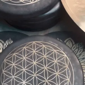 o gongo da terra com o desenho da flor da vida