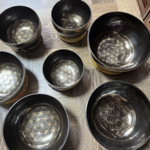 black flower of life singing bowl