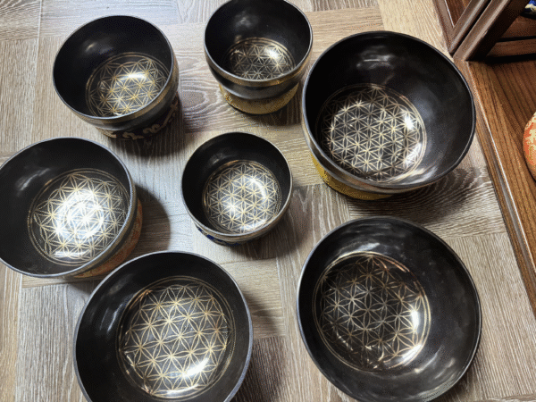 black flower of life singing bowl